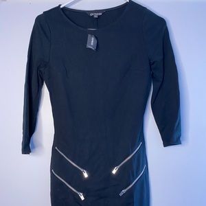 Express Black Double Zipper Dress